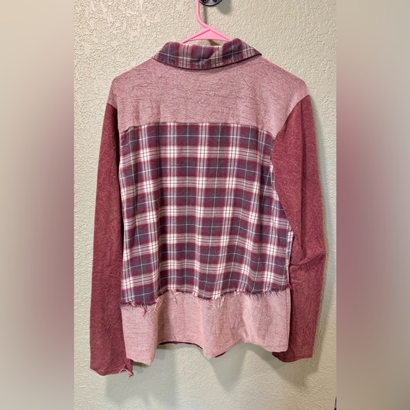 Gimmicks by BKE Burgundy Plaid Lace Kids Shirt - Picture 4 of 4